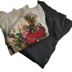 M White Um Gee One  Butterfly Sleeve 14 Gray Double Take Pocket Skirt